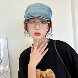 キャスケット レディース デニム 綿 春夏 ストリート ファッション カジュアル トレンド ワイドブリム 日よけ UVカット 通気性 小顔効果 普段使い お出かけ デイリー ライトブルー ミディアムブルー ブラック グレー 青系 黒系