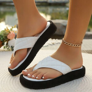 サンダル レディース 女性用 厚底 プラットフォーム トング ビーチサンダル 欧米風 無地 大きいサイズ ビッグサイズ 合成皮革 ゴム底 普段使い デイリーユース 海 屋外履き アウトドア ブラ