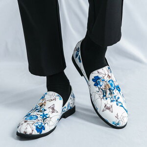 シューズ メンズ 大きいサイズ カジュアル ローファー スリッポン ポインテッドトゥ PUレザー タッセル 柄デザイン 革靴 ゴム底 ローカット 脱ぎ履き簡単 快適 歩きやすい 普段使い おしゃれ