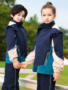 校服 キッズ 男の子 女の子 小学生 幼稚園児 制服 防風 防寒 厚手 フリースライナー付き ジャケット アウター 上下セット フード取り外し可能 ブリティッシュ 通学 スポーツ 普段使い 秋冬