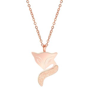 ネックレス レディース 韓国風 かわいい 狐 キツネ 動物モチーフ マット加工 ローズゴールド ゴールド シルバー サージカルステンレス チタン鋼 スネークチェーン シンプル 普段使い カジュ