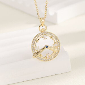 ネックレス レディース 時計モチーフ 幾何学モチーフ 欧米風 エレガント 上品 かわいい パーティー 結婚式 お呼ばれ フォーマルシーン ゴールド シルバー 銅製 電気メッキ加工 華やか 高級