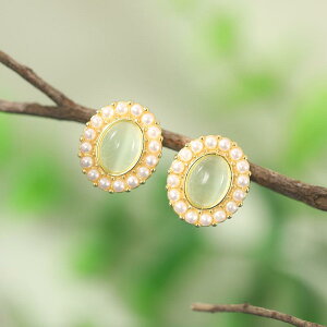 ピアス アクセサリー レディース S925 シルバー スターリングシルバー ゴールドカラー グリーンキャッツアイ シンプル ラウンド 丸型 上品 さわやか 春夏 森ガール風 レトロ