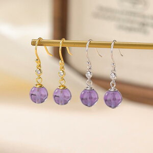 ピアス イヤリング レディース S925純銀 シルバー925 天然アメジスト 天然石 丸玉 ラウンド型 幾何学 ジオメトリック レトロ アンティーク オリエンタル エスニック ゴールドカラー シルバー