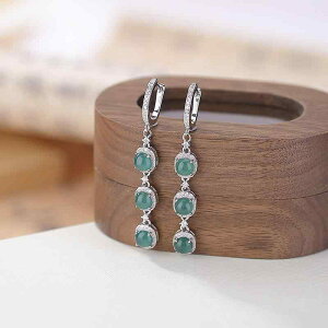 ピアス イヤリング レディース 925純銀 ブルー翡翠 ロング ドロップ アメリカンピアス 幾何学 ラウンドビーズ 軽やか 上質 エレガント レトロ クラシック 万能 普段使い オフィス デート