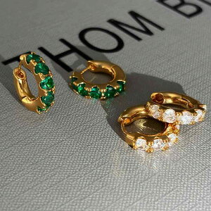 ピアス レディース 女性用 エメラルドグリーン クリスタル ラインストーン ゴールド フープピアス 小ぶり 繊細 高級感 真金電気メッキ 幾何学 普段使い おしゃれ フレンチレトロ 春夏