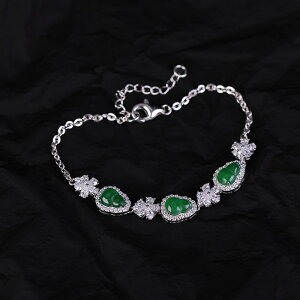 ブレスレット レディース シルバー925 純銀 翡翠 瓢箪モチーフ 福禄 吉祥 レトロ 中国風 アジアンテイスト エレガント 上品 普段使い カジュアルリッチ 秋冬 腕輪