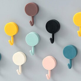 収納フック 強力粘着 壁掛け キッチン 浴室 ドア裏 かわいい キュート おしゃれ ユニーク マカロンカラー プラスチック 無痕 穴あき不要
