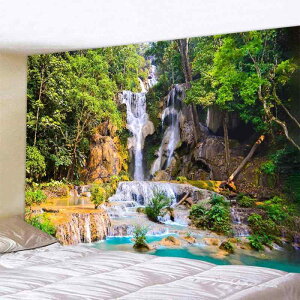 タペストリー 滝 森林 自然 風景 アート 美しい 壁掛け リビング 寝室 書斎 ダイニング インテリア 模様替え 背景布 ポリエステル 化繊 北欧風 装飾画 ファブリックポスター