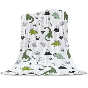 ブランケット キッズ 子供用 動物 恐竜柄 植物柄 グリーン フランネル サンゴフリース ふわふわ やわらか 軽量 毛布 ひざ掛け ソファカバー マルチカバー お昼寝 オールシーズン ポリエステ