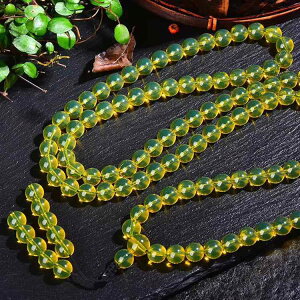 数珠 男女兼用 ユニセックス メキシコ産 ブルーアンバー 琥珀 108玉 多連ブレスレット 念珠 丸玉 蜜蝋琥珀 手作り 天然石 パワーストーン 開運 厄除け 瞑想 祈り