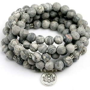 数珠ブレスレット 男女兼用 ユニセックス ペア カップル 念珠 腕輪 8mm 108珠 大理石 合金 瑪瑙 アゲート 蓮 ロータス OM オーム 目 アイ 仏 生命の樹 真鍮 ブレスレット ネックレス ペンダント