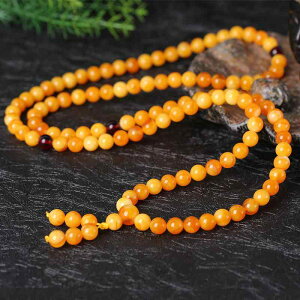 ブレスレット ユニセックス 男女兼用 バルティック産 鶏油黄 老蜜蝋 琥珀 108珠 数珠 念珠 丸玉 開運 お守り ポリッシュ加工 普段使い ライトラグジュアリー 縁起物