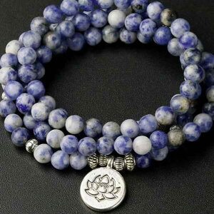 数珠ブレスレット 男女兼用 瑪瑙 108玉 8mm玉 蓮 OM 仏眼 パワーストーン お守り 縁起物 ネックレス 念珠 ハンドメイド(x2)