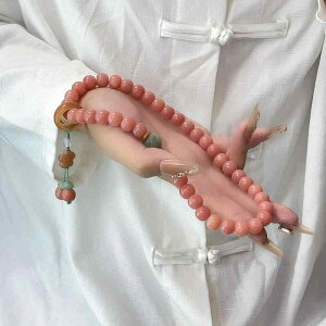 ブレスレット 男女兼用 ピーチピンク 菩提樹の実 二重巻き 数珠 念珠 天然石 お守り ハンドメイド 民族風 ファッション 学生向け