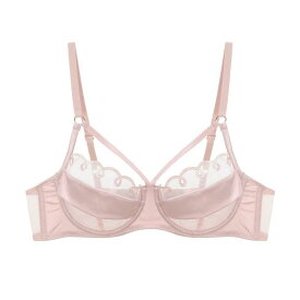 ブラジャー レディース 春夏 フレンチ セクシー ランジェリー 極薄 シースルー メッシュ ワイヤー入り 3/4カップ ボリュームダウン リフトアップ バストアップ 通気性 下着 ナイトウェア