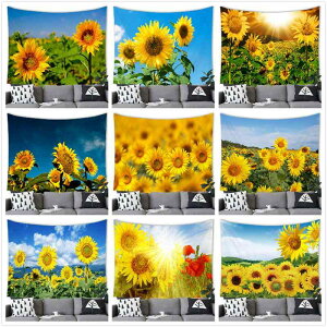 タペストリー おしゃれ かわいい 水彩画 ひまわり 花柄 壁掛け カントリー調 ポリエステル 起毛生地 ピーチスキン ショートボア インテリア リビング 寝室 部屋
