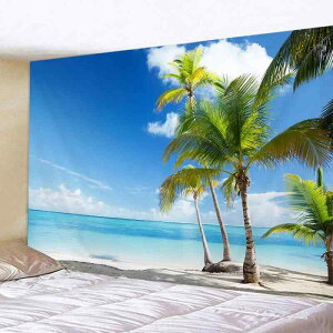 タペストリー 自然 海の風景 ヤシの木 壁掛け アート 背景布 ポリエステル製 ヨーロピアンテイスト インテリア 装飾 リビング 寝室 部屋飾り 模様替え リラックス 癒やし