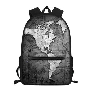 リュックサック キッズ 男女兼用 小学生 世界地図柄 マップデザイン おしゃれ かわいい 韓国風 ユニーク 大容量 軽量 デイパック 通学 普段使い ポリエステル