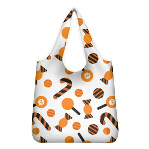 ショッピングバッグ ハロウィン柄 キャンディ ゴースト コウモリ ポイズン プリント イラスト カジュアル 手提げ トート エコバッグ 普段使い お買い物 イベント 大容量 軽量 秋冬 布製