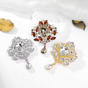 ブローチ 男女兼用 ティアドロップ 欧米風 大ぶり エレガント カラフル レトロ クリスタル 宮廷風 スーツ ジャケット チャイナドレス ドレス コート 普段使い アクセサリー