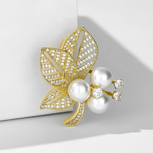 ブローチ レディース リーフ 葉っぱ パール パール コサージュ ピンブローチ 高級感 エレガント 上品 普段使い フォーマル オールシーズン 大人かわいい 合金製 ラインストーン 韓流スタイ