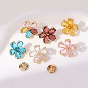 ブローチ 男女兼用 花 フラワーモチーフ 合金 フェイククリスタル 電気メッキ加工 日韓風 個性的 襟ピン ラペルピン カーディガン ジャケット スーツ 普段使い はだけ防止 目隠しピン アク