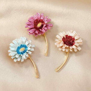ブローチ 男女兼用 立体 デイジー 雛菊 小花モチーフ おしゃれ カラフル エナメル加工 亜鉛合金製 コート ジャケット ストール留め 普段使い ワンポイント アクセサリー レトロファッション
