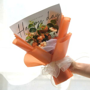 ニット花束 ひまわり 手編みブーケ 受験応援 合格祈願 勝利祈願 開運 お守り 激励ギフト プレゼント かわいい おしゃれ 卒業祝い 入学祝い 記念品