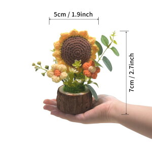 フェイクフラワー 鉢植え ハンドメイド 手編み 毛糸 かぎ針編み 完成品 ひまわり 向日葵 卓上 インテリア雑貨 置物 リビング 玄関 デスク飾り かわいい おしゃれ ギフト