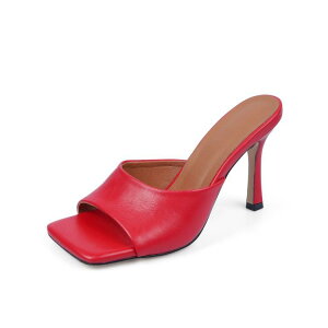 ミュールサンダル レディース 夏 スクエアトゥ 細ヒール 10cm ハイヒール ヘビ柄 無地 ワンストラップ ファッション シンプル マイクロファイバー ゴム底 赤色 ブラック アイボリー オフィス