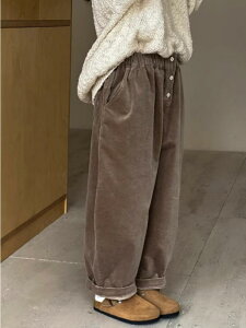 パンツ 女の子 ガールズ キッズ ジュニア 小学生 中学生向け 綿 コーデュロイ ストレートパンツ カジュアル 普段使い 通学 韓国風 おしゃれ ゆったり 柔らかな肌触り 春秋 ブラウン アイボリ