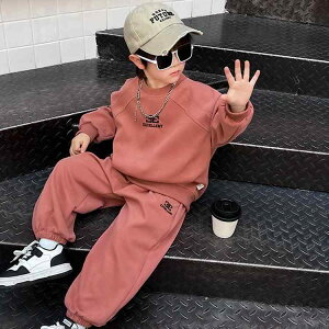 セットアップ 男の子 春秋 スウェット トレーナー ジャージ 上下セット コットン スポーツウェア 長袖 長ズボン 普段使い 部屋着 通学 カジュアル おしゃれ フードなし 2点セット グレー レ