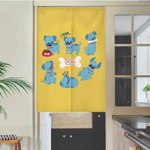 暖簾 突っ張り棒式 ノンパンチ 間仕切り 目隠し 多機能 ホコリよけ かわいい動物柄 キャラクター ポリエステル製 スリット入り リビング 寝室 玄関 キッチン 脱衣所 店舗用(x2)