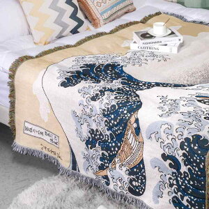 マルチカバー キャンプ アウトドア ピクニック レジャーシート ソファカバー スローケット ブランケット ラグ タペストリー 波柄 ジャガード織り インスタ風 おしゃれ 大判 防湿 多機能 コ