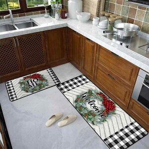 マット キッチン 台所 バスルーム 浴室 フロアマット クリスマス 感謝祭 カボチャ柄 北欧風 吸油性 耐汚性 洗える ウォッシャブル 滑り止め ポリエステル 2枚セット 長方形