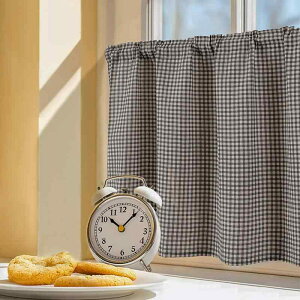 のれん シンプル モダン さわやか ナチュラル 格子柄 目隠し 間仕切り カフェカーテン 家庭用 リビング 寝室 キッチン ドアカーテン ファブリック 布製 ポリエステル綿混 ショート丈