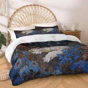 寝具セット 北欧風 ジャングルガール柄 レトロ 花柄 ボタニカル デジタルプリント ポリエステル 洗える おしゃれ 掛け布団カバー ベッドリネン 3点セット