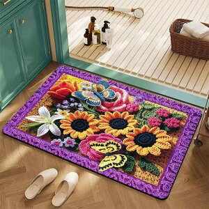 マット デイジー柄 立体感 小花柄 珪藻土 玄関マット フロアマット バスマット 吸水 速乾 滑り止め 洗える 汚れにくい 室内用 リビング キッチン おしゃれ かわいい