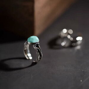 リング台 男女兼用 925シルバー 純銀 楕円 レトロ アンティーク調 いぶし銀 DIY 手作り ハンドメイド 指輪パーツ 空枠 天然石 蜜蝋琥珀 ターコイズ セッティング 開口調節可能 フリーサイズ(x2)