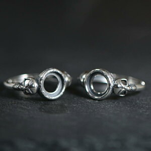 リング台 メンズ S925シルバー スターリングシルバー スカル ドクロ タイシルバー いぶし銀 レトロ ヴィンテージ アンティーク 調節可能 フリーサイズ DIY 手作り 空枠 個性的(x2)