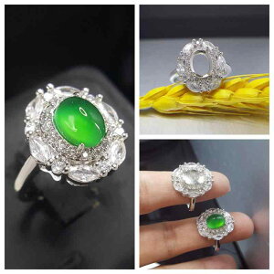 指輪 レディース シルバー925 スターリングシルバー 空枠 クローズドバック リング台 フリーサイズ サイズ調整可能 ハンドメイド DIY 翡翠 瑪瑙 宝石 カボション ファセット 7mm 9mm石対応 上品