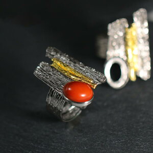 指輪 レディース 925純銀 イタリア工芸 ハンドメイド 10mm 12mmストーン対応 蜜蝋琥珀用 サイズ調整可能 電気メッキ加工 軽やかラグジュアリー 通勤 オフィス 空枠