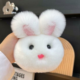 キーホルダー かわいい ふわふわ レッキスラビットファー 大きな耳 うさぎ ぬいぐるみ マスコット カーキー バッグ 鞄 リュック バッグチャーム アクセサリー 普段使い