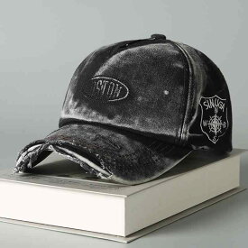 キャップ メンズ レトロ ダメージ加工 ウォッシュ加工 英字刺繍 コットン製 カーブブリム 野球帽 アウトドア カジュアル UVカット 日よけ オールシーズン対応 アジャスター付き