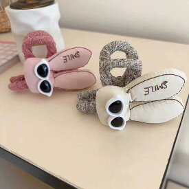ヘアクリップ レディース 女性用 かわいい うさぎ ぬいぐるみ バンスクリップ シャーククリップ 後頭部 韓国風 ヘアアクセサリー 髪飾り ハンドメイド オフホワイト ピンク ミックス素材