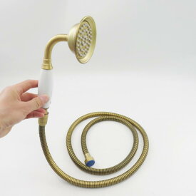 シャワーセット アンティーク調 レトロ 北欧 真鍮製 全銅 ハンドシャワーヘッド ノズル ベル型 1.5mホース 浴室 バスルーム アクセサリー