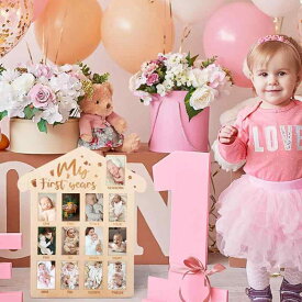 フォトフレーム ベビー 赤ちゃん 新生児 月齢 マイルストーン 成長記録 記念 木製 写真立て アルバム 置き型 出産祝い 誕生日 ハーフバースデー ギフト プレゼント インテリア 飾り