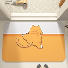 珪藻土マット キャラクター かわいい 動物柄 猫 犬 うさぎ 吸水 速乾 滑り止め 洗える お手入れ簡単 変形デザイン おしゃれ バスタブ前 玄関 トイレ 洗面所 リビング キッチン