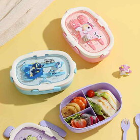 弁当箱 子供 学生 大人 キッズ 通学 通勤 ランチボックス プラスチック製 楕円型 オーバル 密閉式 仕切り付き 大容量 電子レンジ対応 キャラクターデザイン かわいい キュート 単層構造 ピクニック アウトドア オフィス ランチ